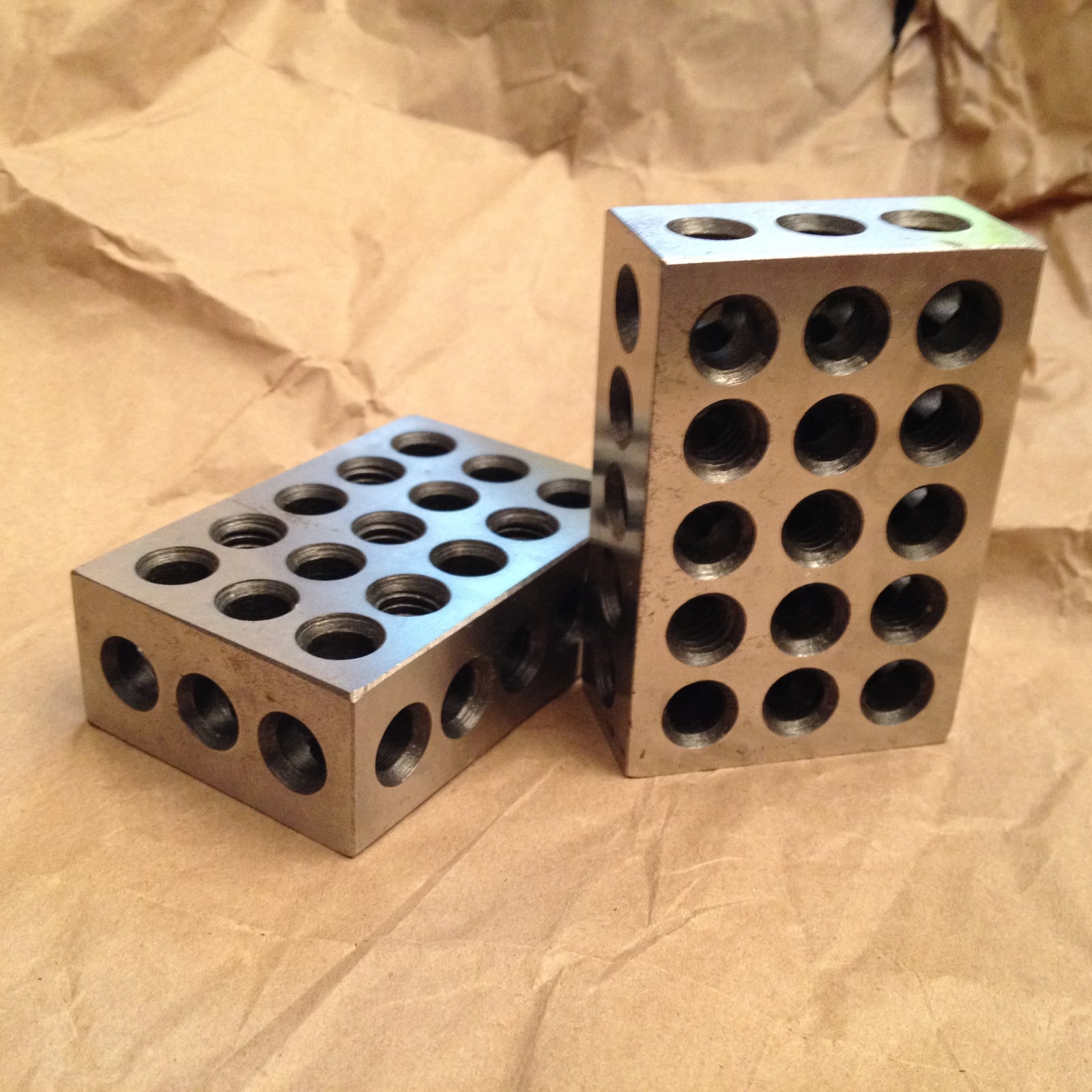 A pair of precision-ground 1-2-3 blocks