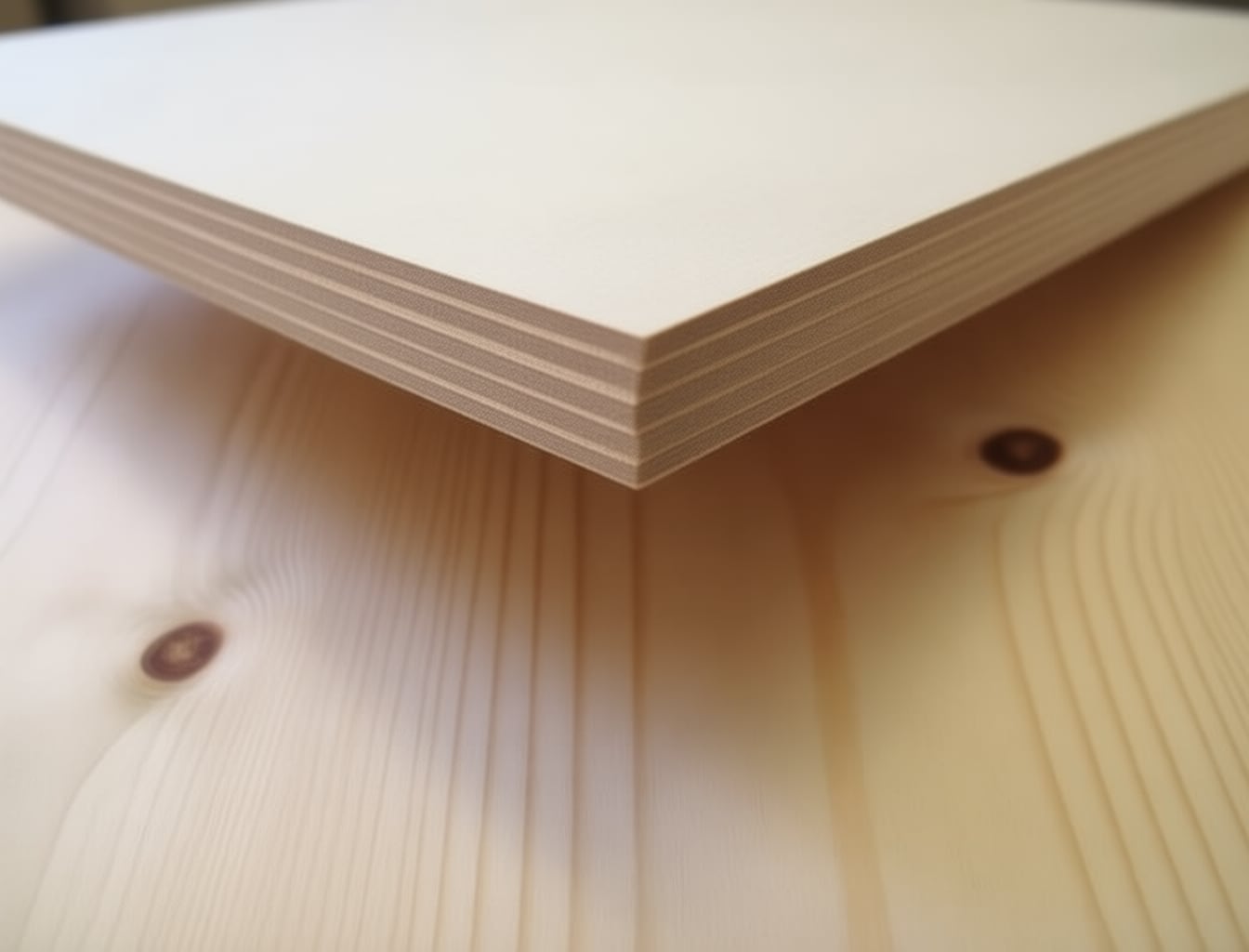 Baltic birch in section. The edge is the tell: many thin plies of even thickness with no voids, which is why it machines cleanly and will hold a screw driven into its edge.