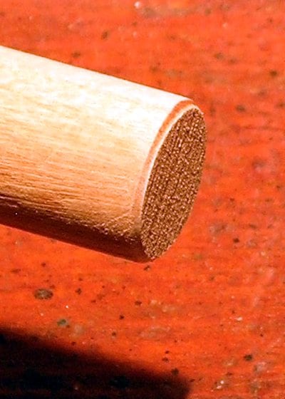 A wooden dowel with a chamfered end