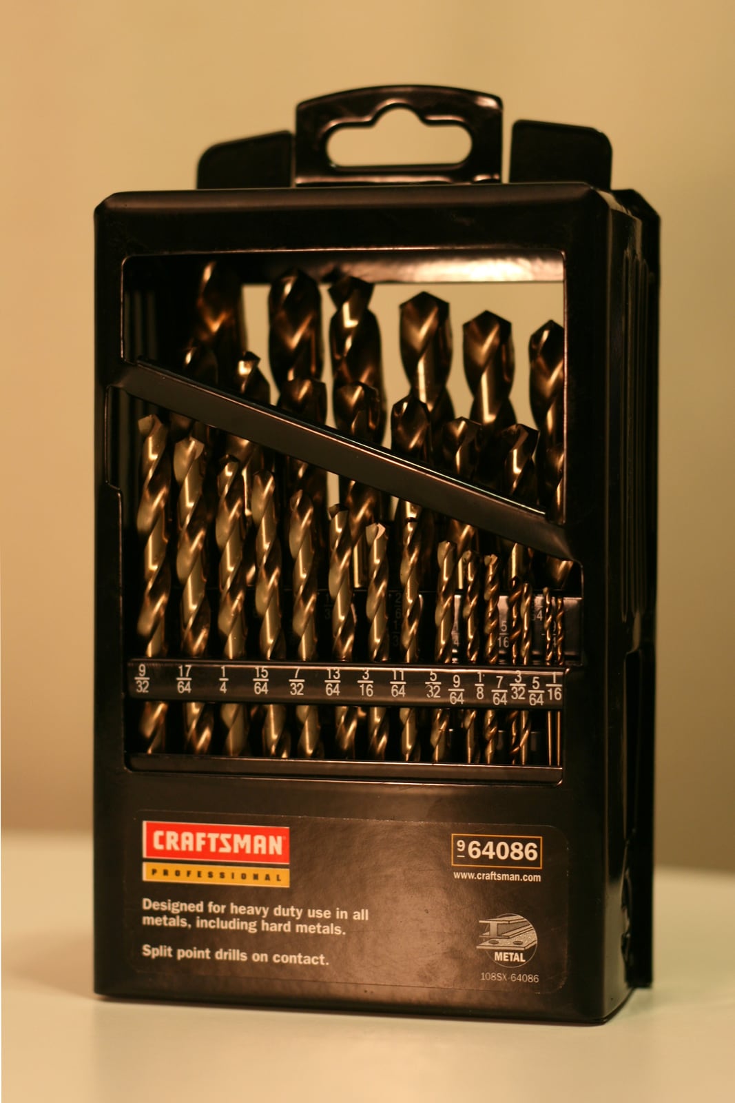 A twist drill index, stepped in fractional sizes. Most woodworking asks nothing more exotic than this.