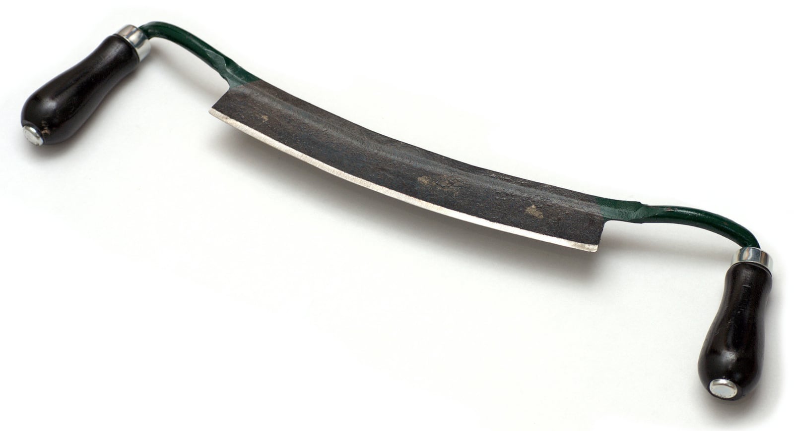 A drawknife: a blade with a handle at each end, pulled toward the body rather than pushed.