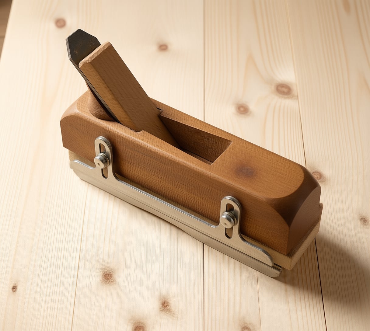 A wooden fillister plane. The iron runs the full width of the sole so it can cut a rebate right into a corner, and the fence sets how far in that cut lands.