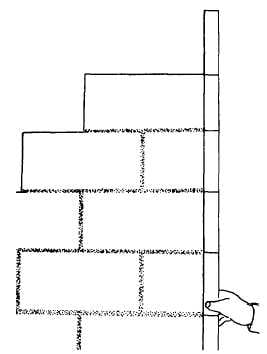 A story stick marking heights directly rather than through numbers. Transferring a mark beats re-measuring, because a mark cannot be misread the way a figure can.