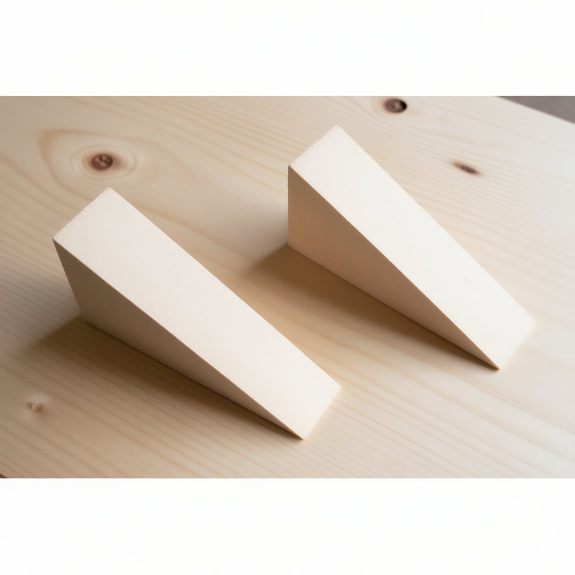 Wedges. Two shallow tapers sliding past each other will lift, level or lock almost anything, which is why a handful never leaves the shop.