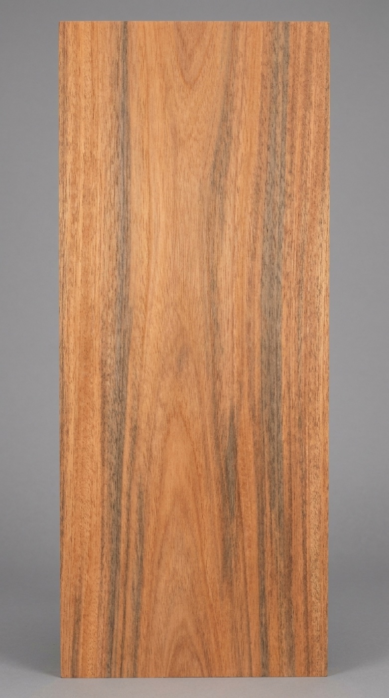 A board of Brazilian Cherry (Jatoba) -- orange-brown to reddish brown with darker streaks