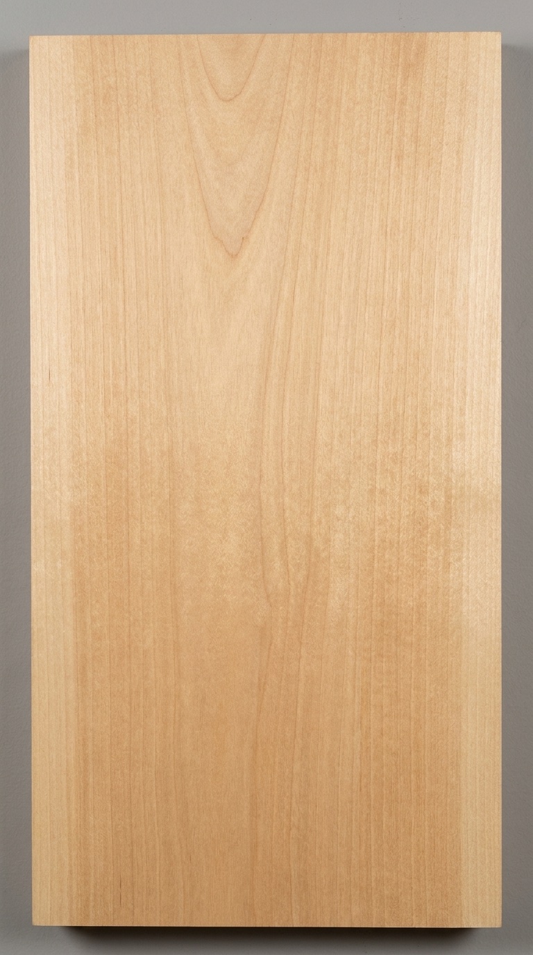 A board of Brazilian Maple (guatambú/pau marfim) -- pale cream to yellow-cream, minimal contrast between sapwood and heartwood.