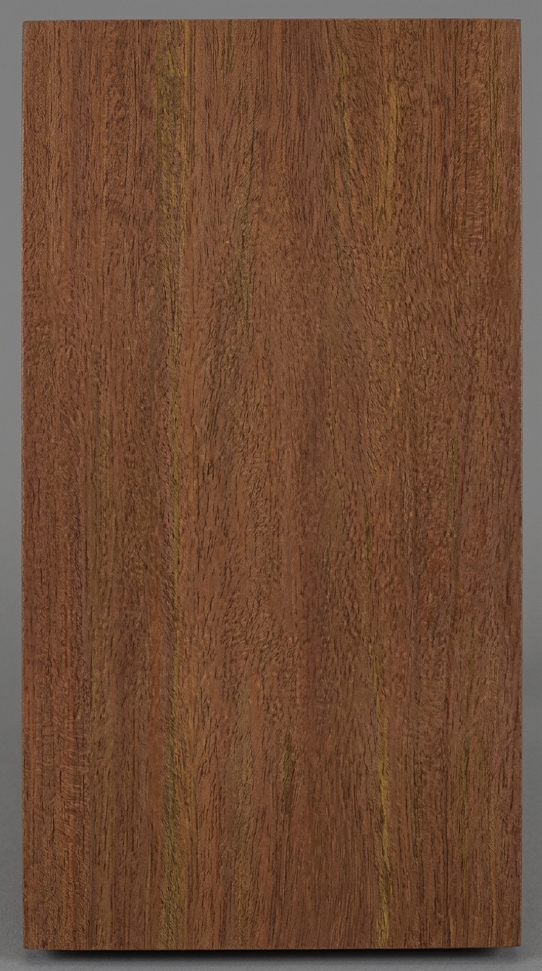 A board of Cumaru (Brazilian Teak) -- medium to dark brown with interlocked grain