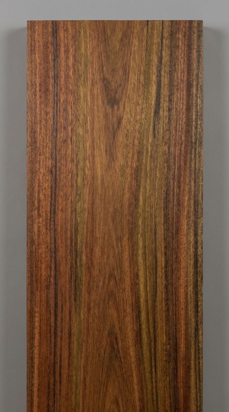 A board of Ipe -- olive to reddish brown, extremely dense, with a faint waxy sheen