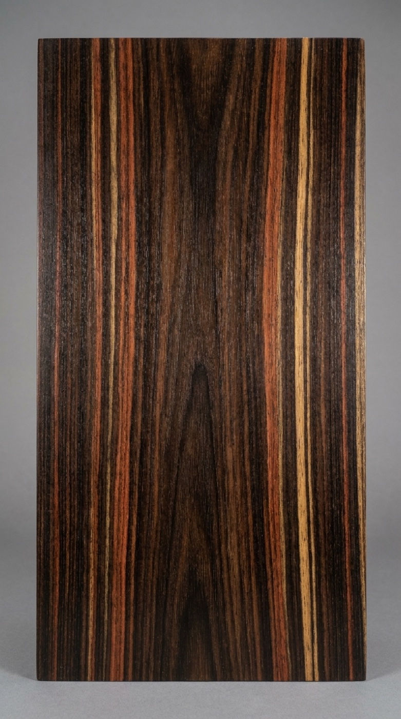 A board of Macassar ebony -- black and gold striping, the figure that defined Art Deco veneer work