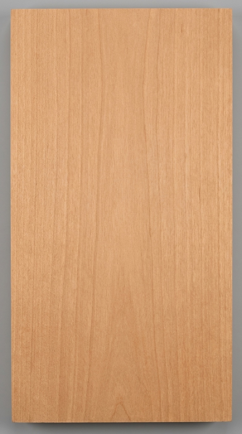 A board of red alder -- uniform light reddish tan with almost no distinction between heartwood and sapwood
