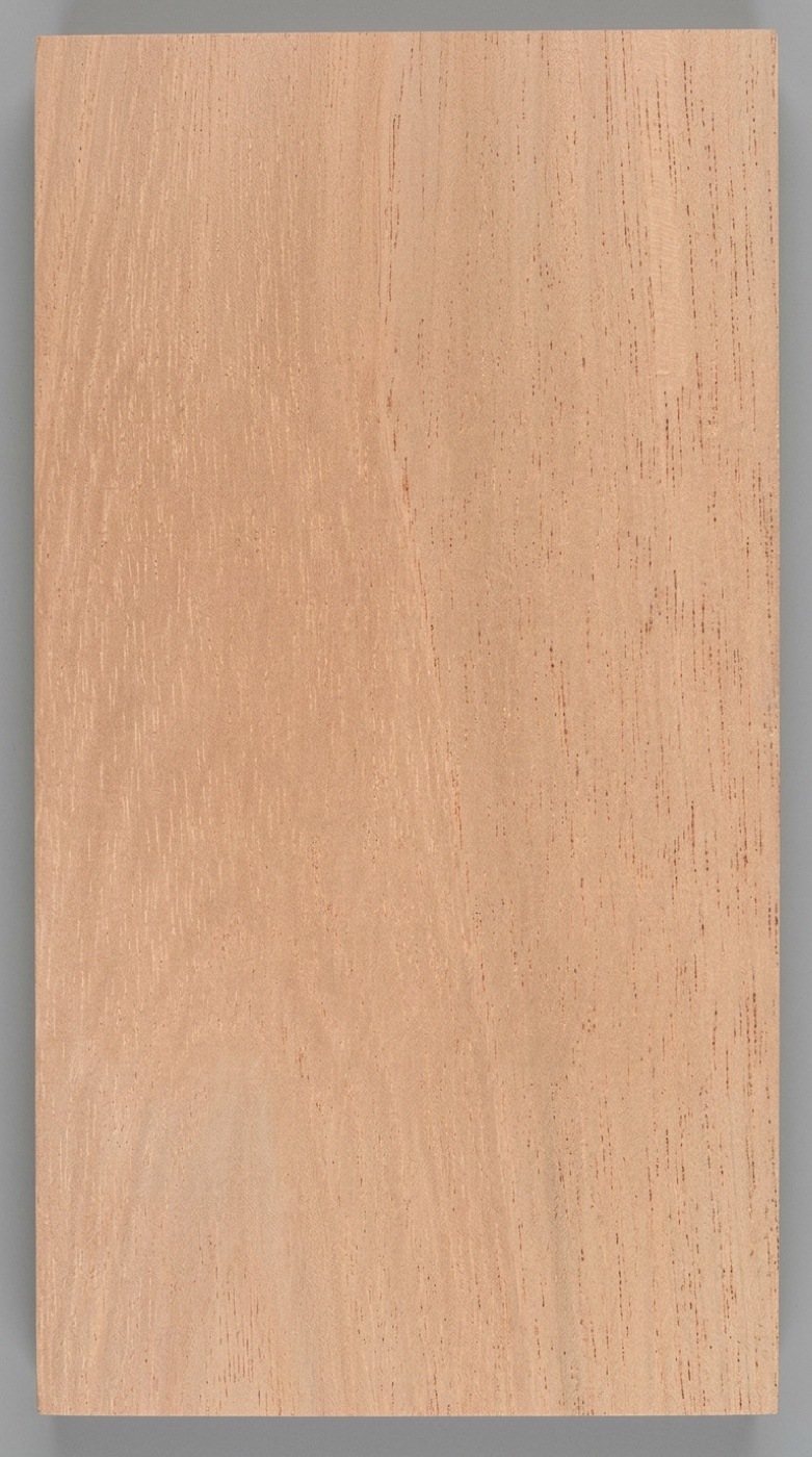 A board of Spanish cedar -- pale reddish brown, open-pored, and much lighter than the mahogany it's related to