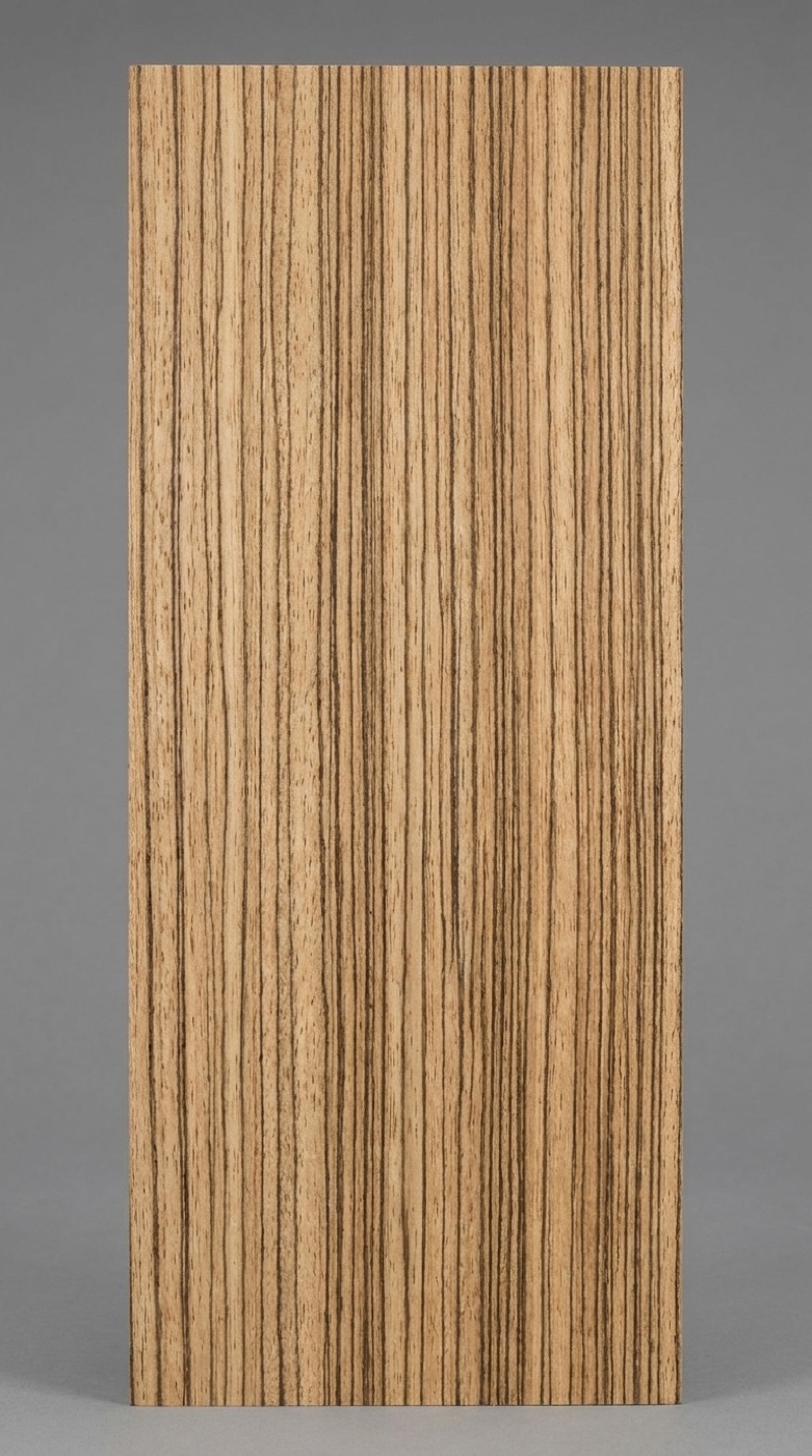 A board of Zebrawood -- cream to light brown with the dark stripes it's named for